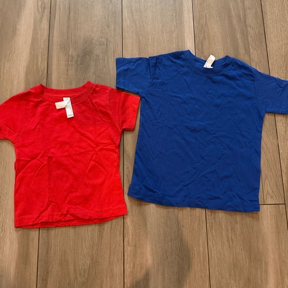 100% cotton unisex, red and blue T-shirts. Brand new.